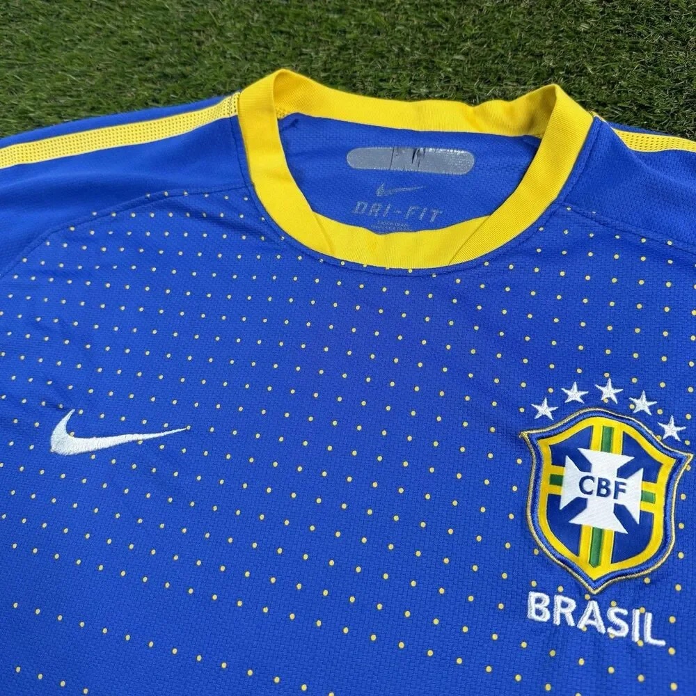Nike Brazil 2010 World Cup Away Soccer Jersey Mens XL Blue Dri-Fit 371438-493